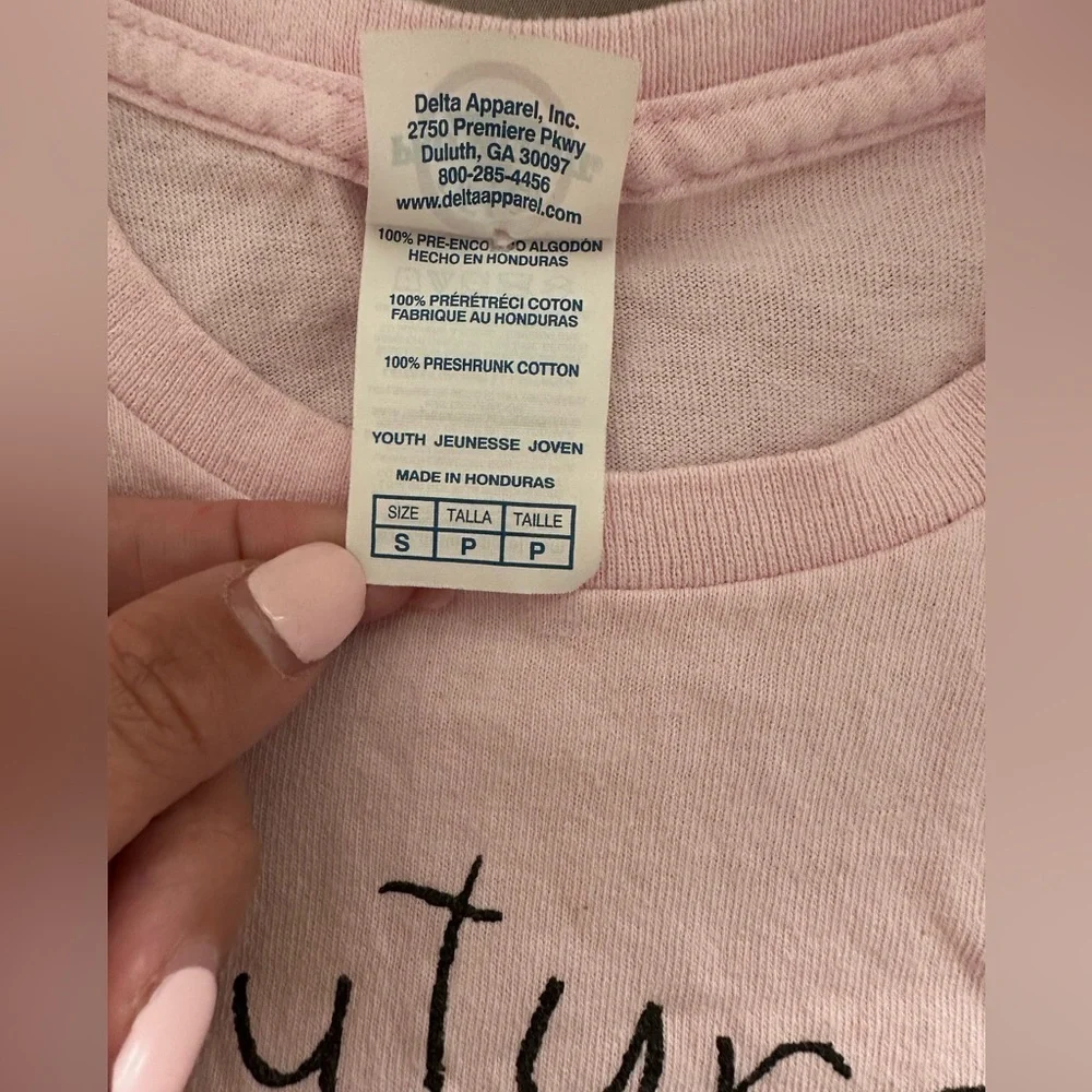 Future Harvard Freshman kids size top in small. Pink color